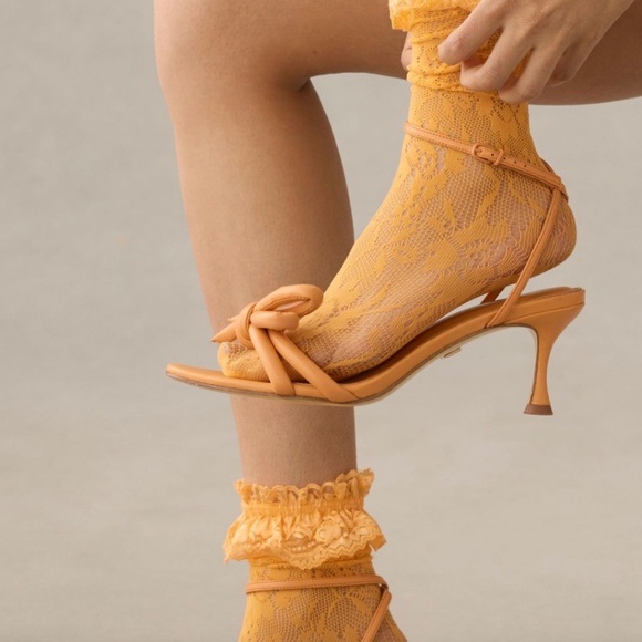 Anthropologie Hosiery Set of Two Ruffle Lace Socks 2 Pairs Orange & Pink… - Picture 3 of 11